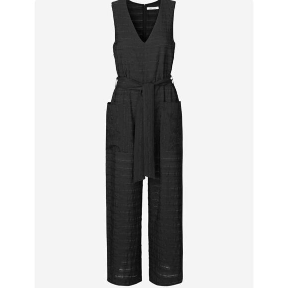 Samsøe + Samsøe Matera‎ Sleeveless Jumpsuit Black Belted Size Small NWOT - Picture 1 of 11